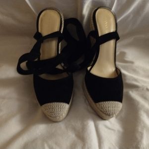 Ivanka Trump Black Suede Espadrilles 10m NIB